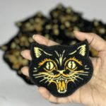 Black Cat Face Chenille Patch