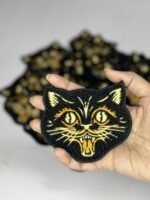 Black Cat Face Chenille Patch
