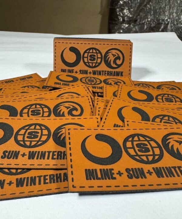 Winterhawk custom leatherette patch with laser engraved logo