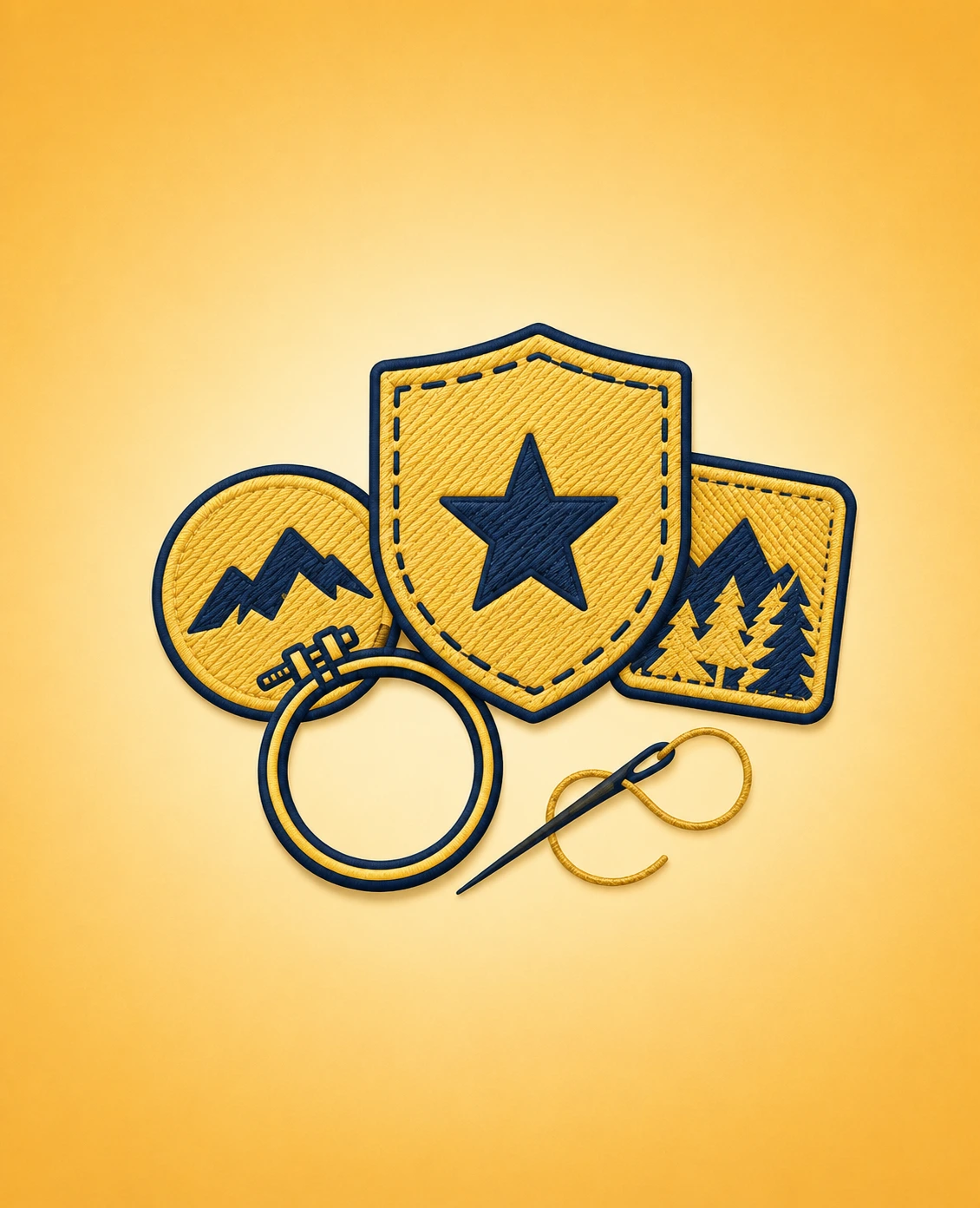 Custom embroidery patches in embroidered, woven, chenille, and PVC styles for uniforms, hats, and branding